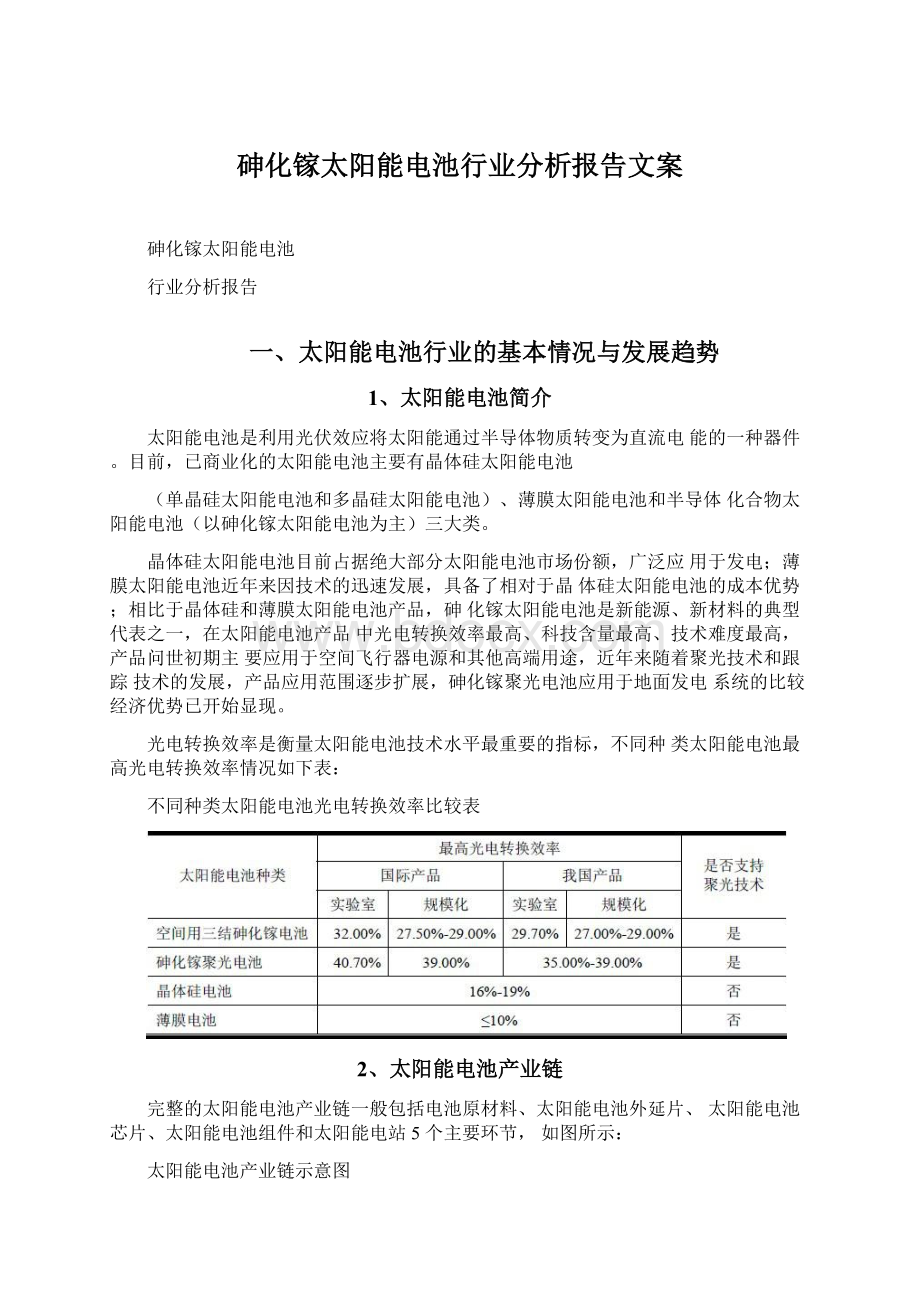 砷化镓太阳能电池行业分析报告文案.docx_第1页