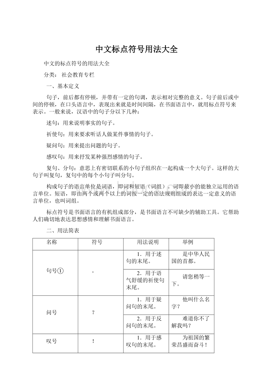 中文标点符号用法大全Word格式.docx