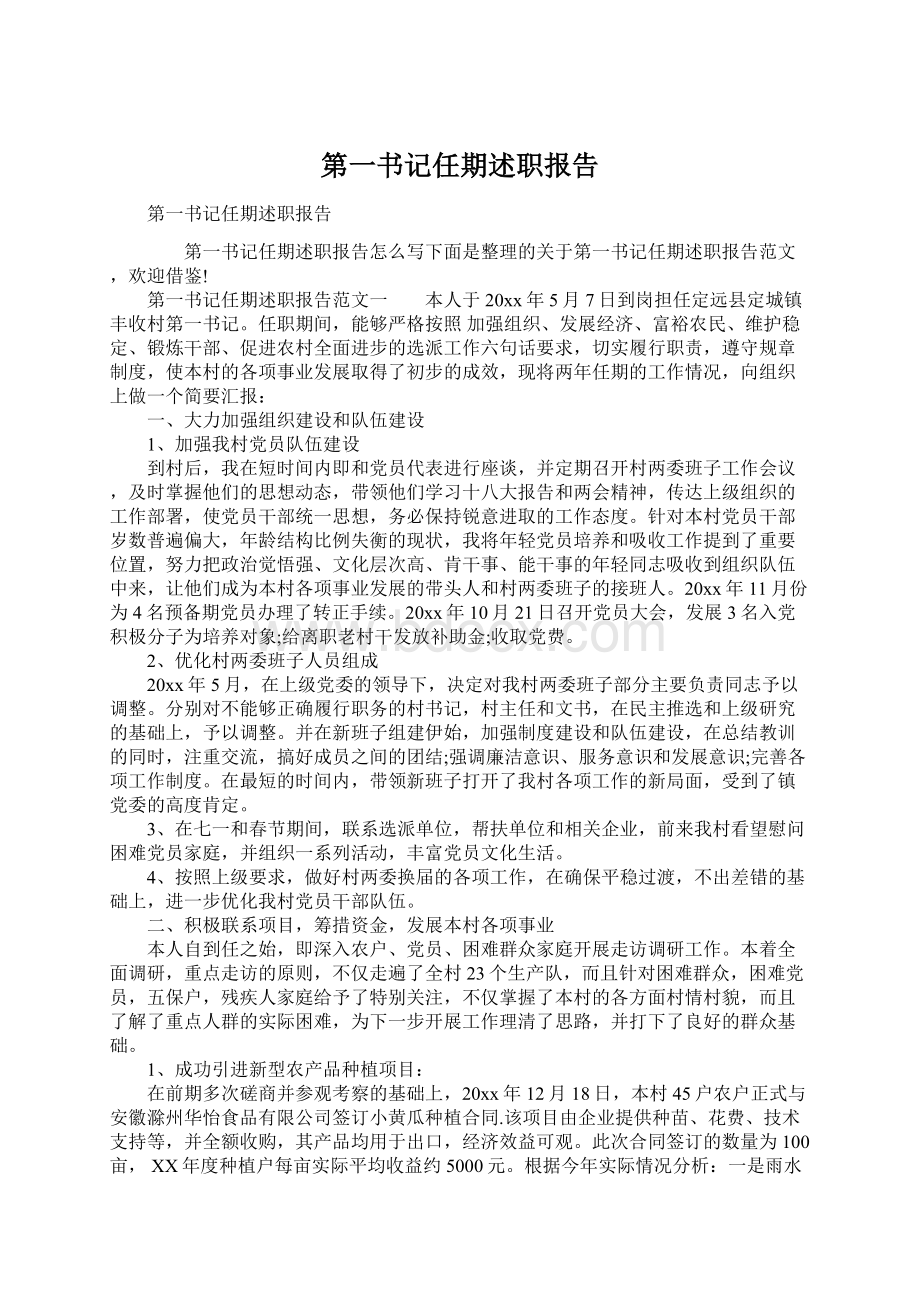 第一书记任期述职报告文档格式.docx_第1页