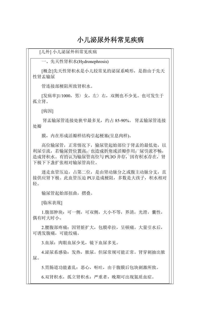 小儿泌尿外科常见疾病Word文档格式.docx