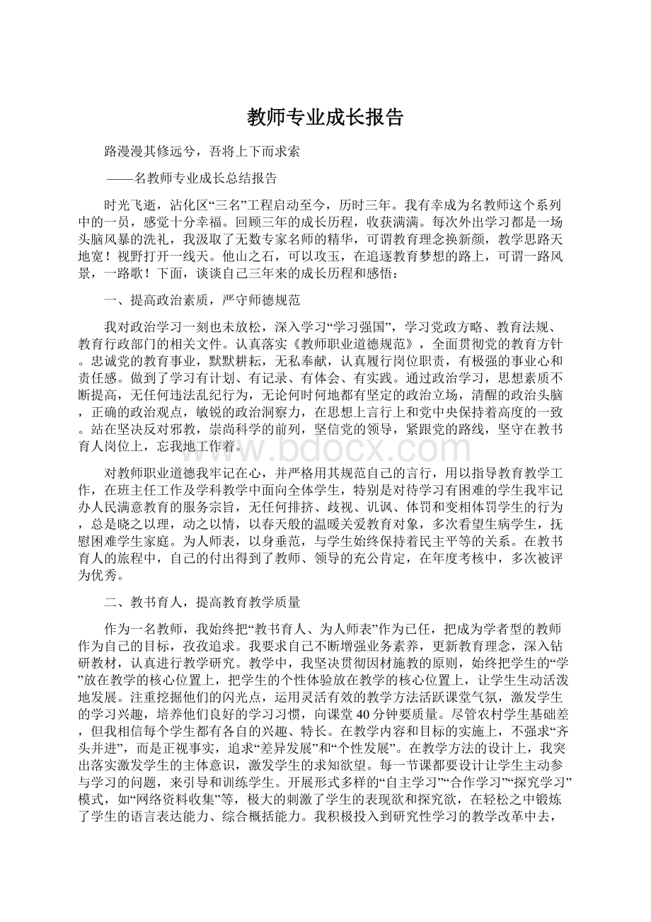 教师专业成长报告Word文件下载.docx