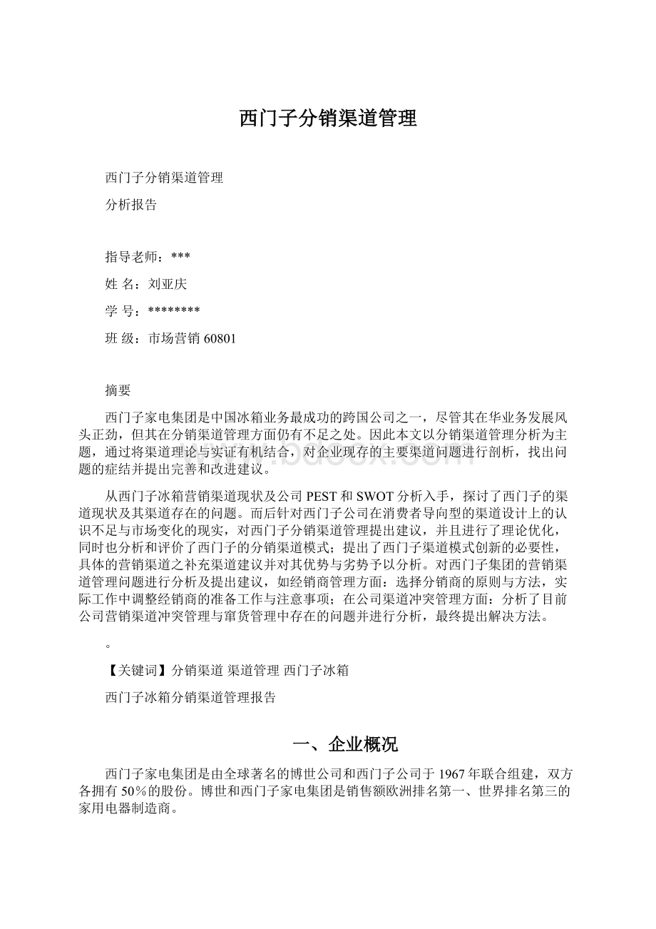 西门子分销渠道管理Word文档格式.docx