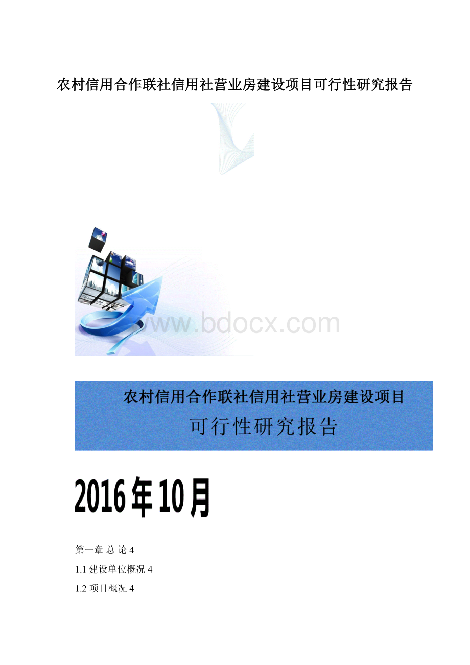 农村信用合作联社信用社营业房建设项目可行性研究报告.docx_第1页