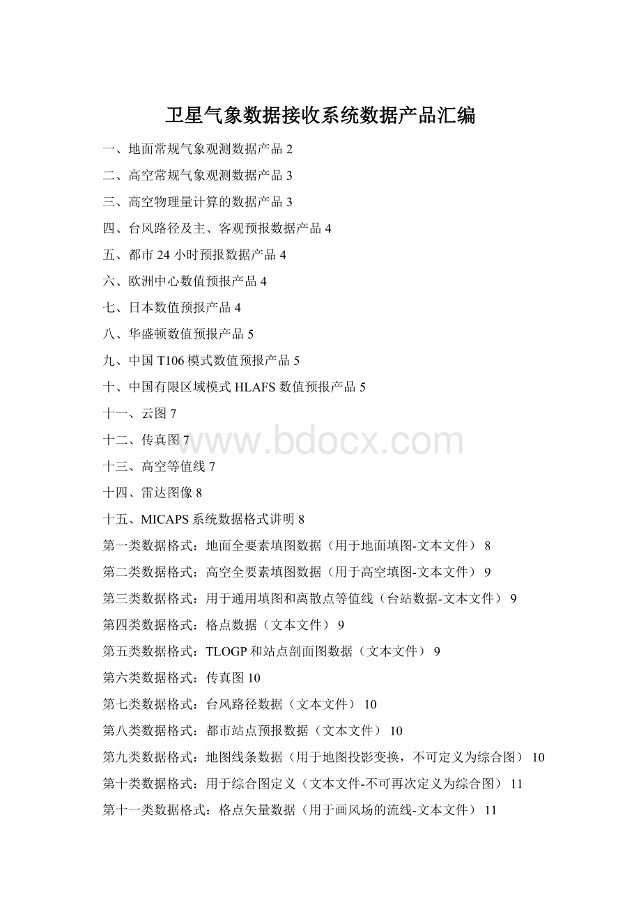 卫星气象数据接收系统数据产品汇编.docx_第1页