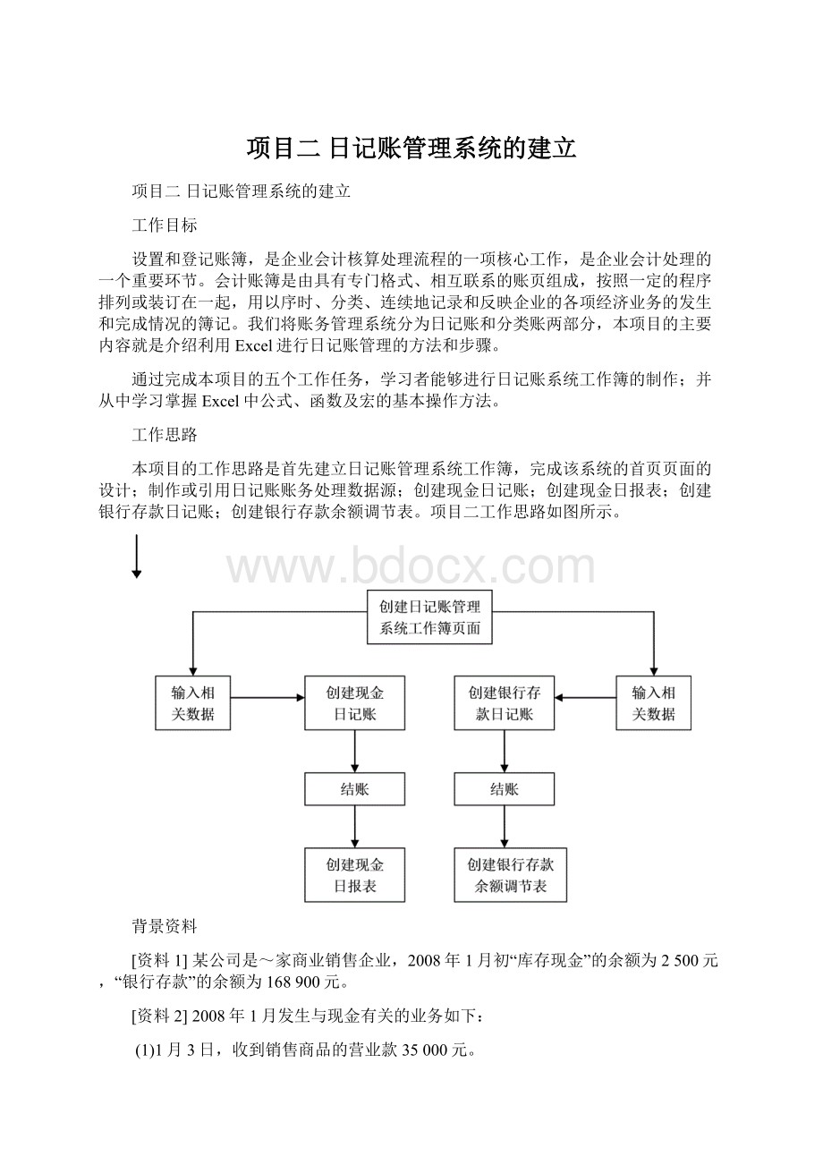 项目二日记账管理系统的建立Word文档下载推荐.docx_第1页