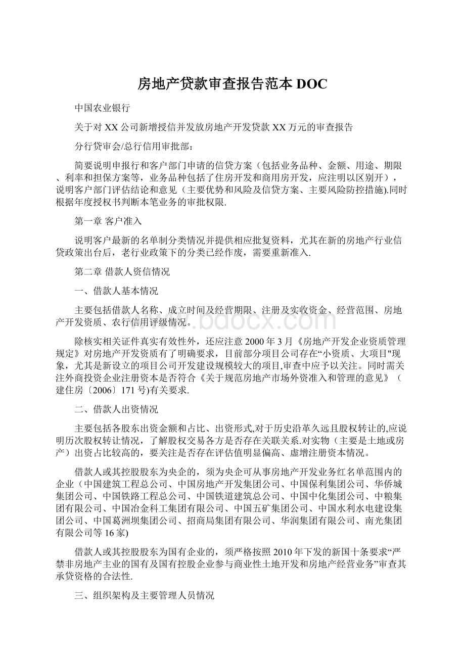 房地产贷款审查报告范本DOC.docx_第1页