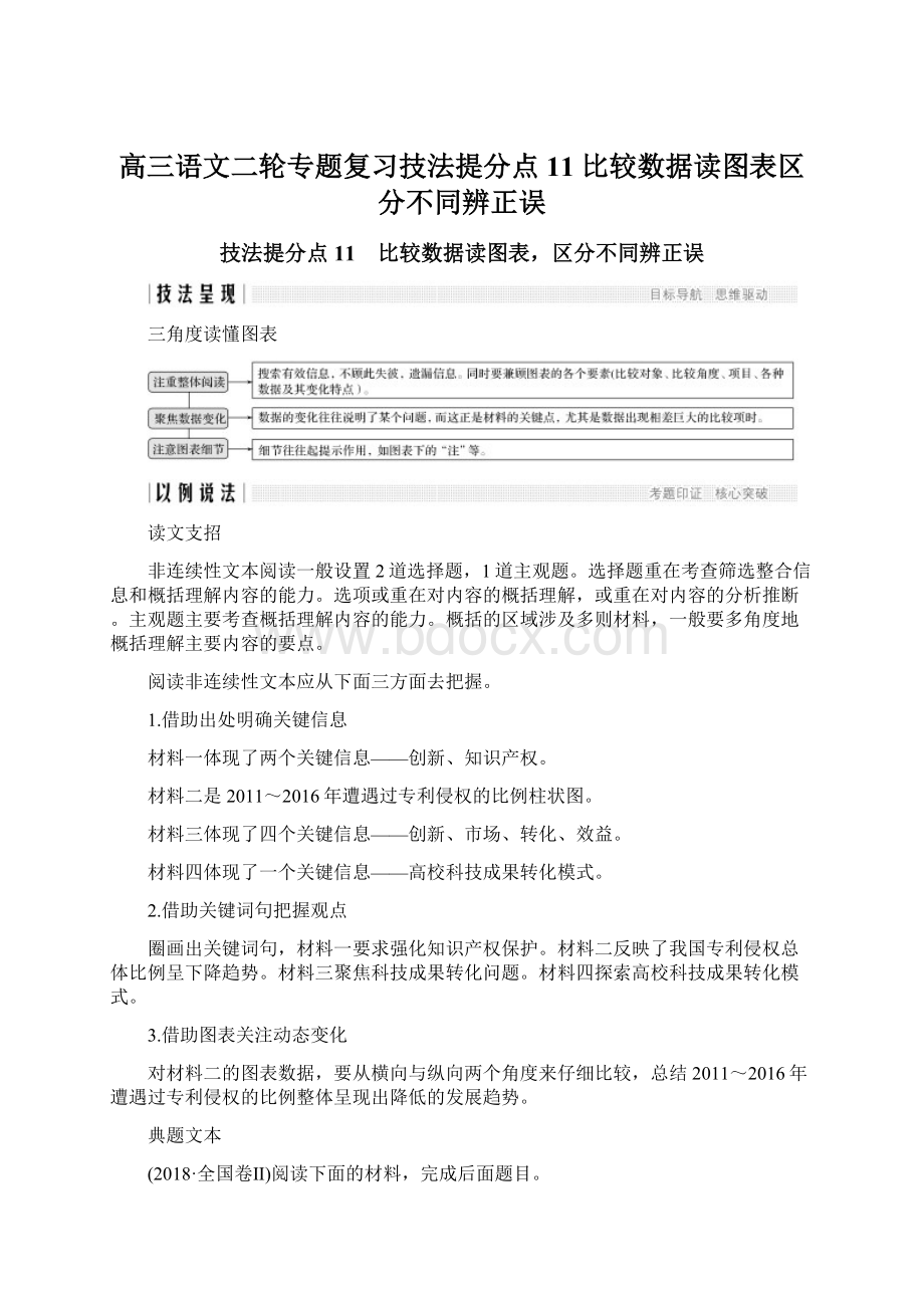 高三语文二轮专题复习技法提分点11 比较数据读图表区分不同辨正误Word文档格式.docx