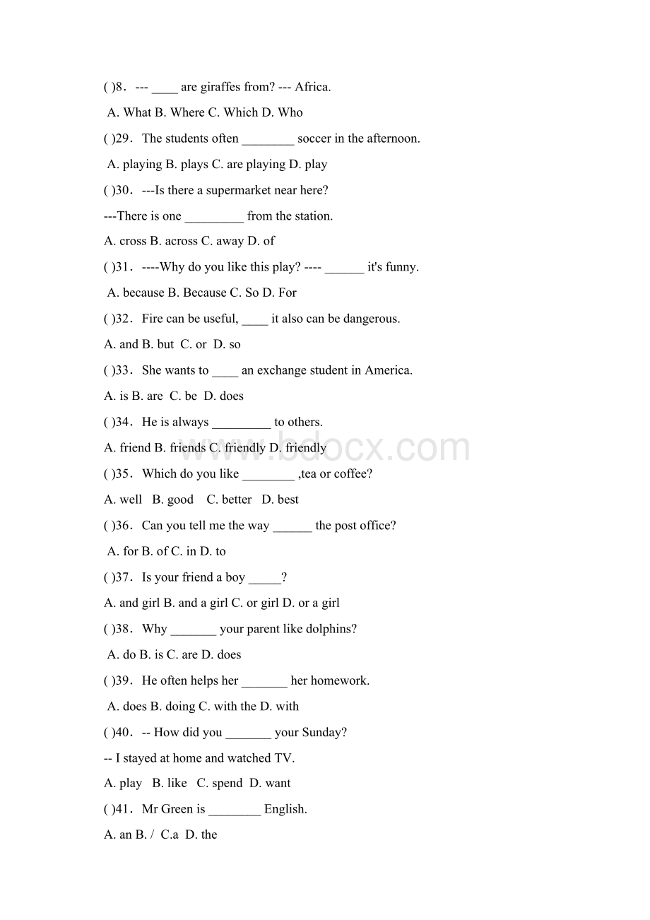 七年级英语上册单项选择题.docx_第3页