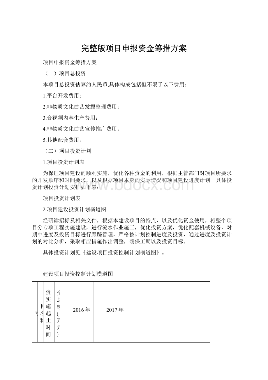 完整版项目申报资金筹措方案.docx_第1页