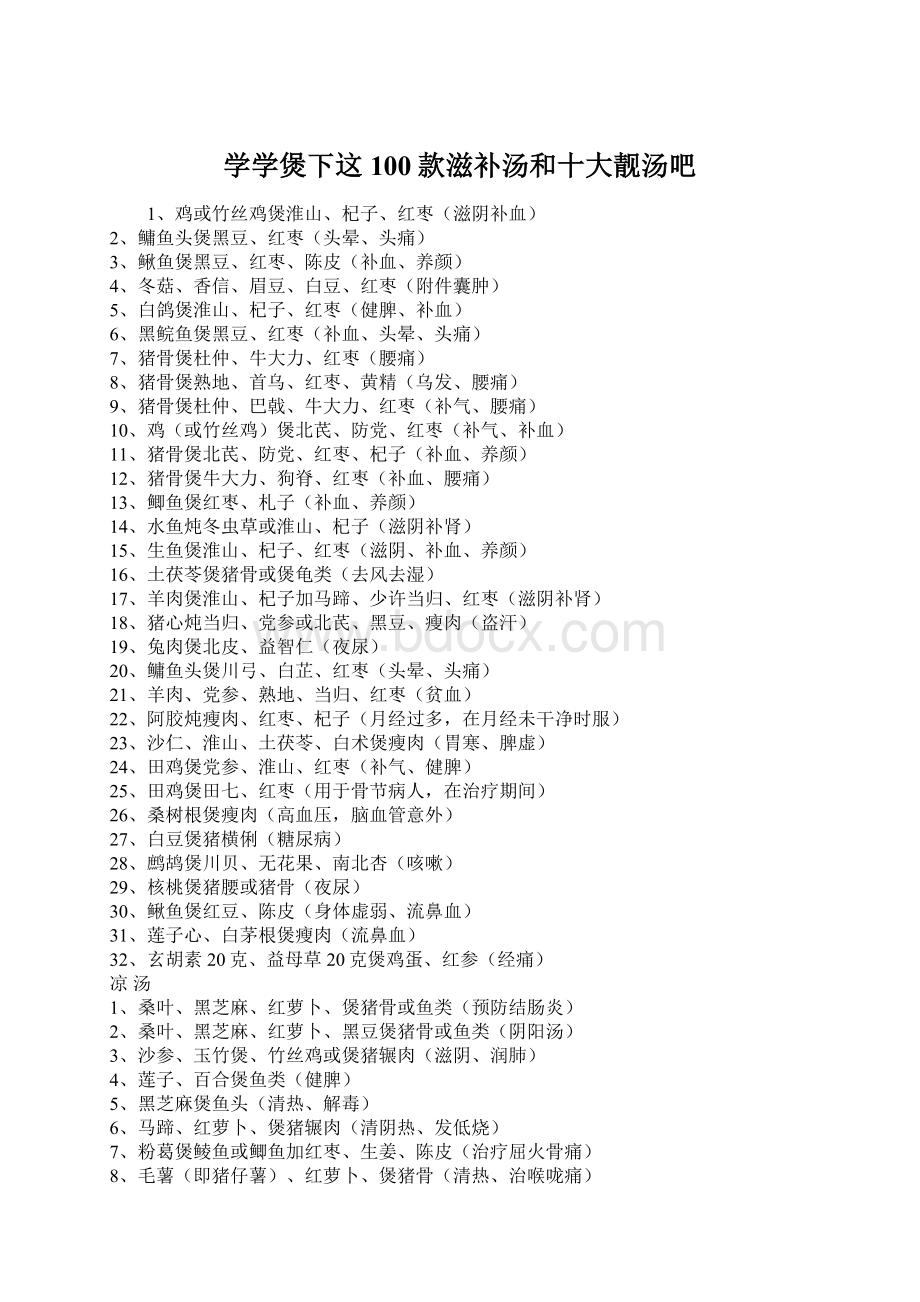 学学煲下这100款滋补汤和十大靓汤吧.docx