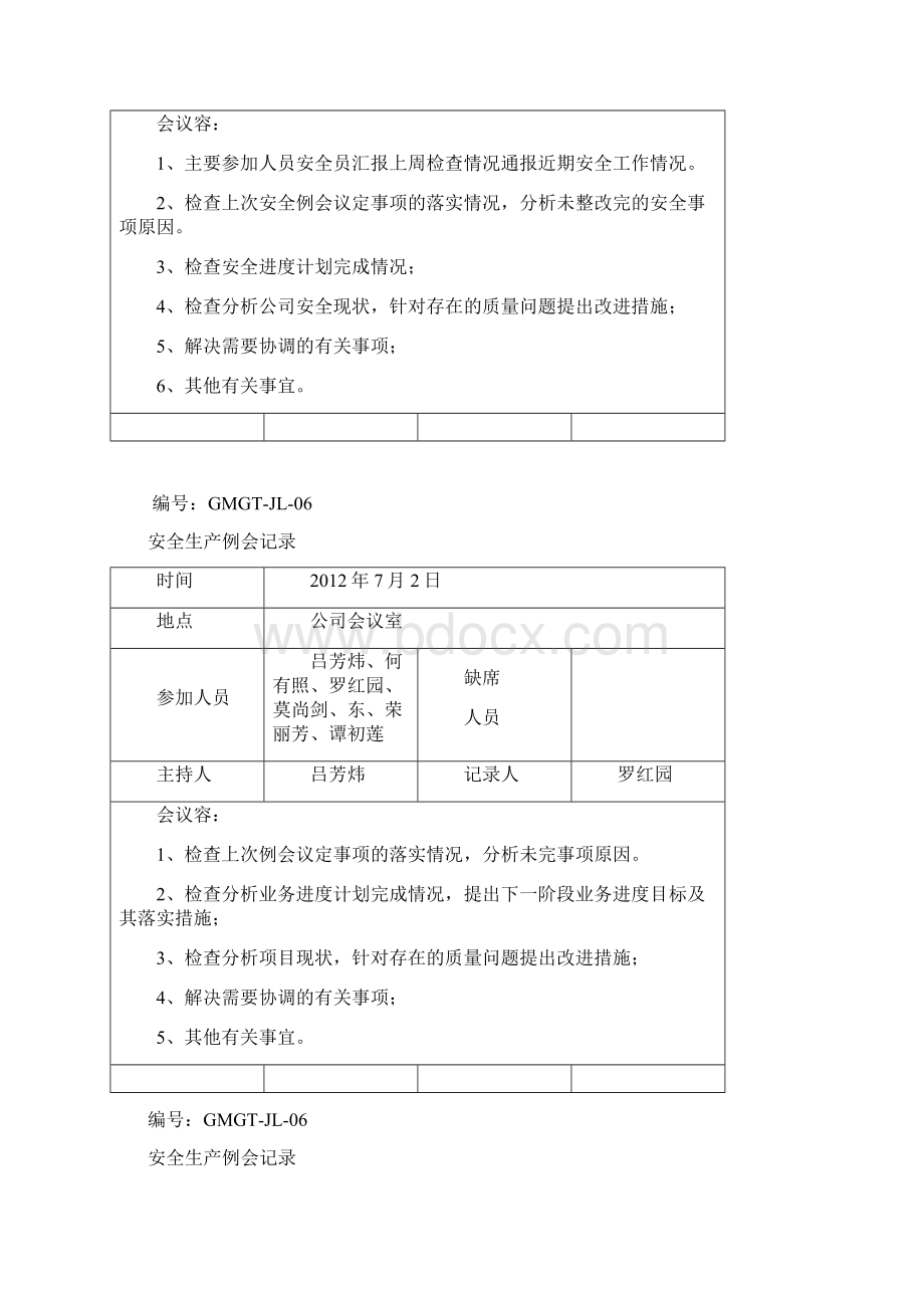 安全生产例会记录文本Word文档格式.docx_第2页