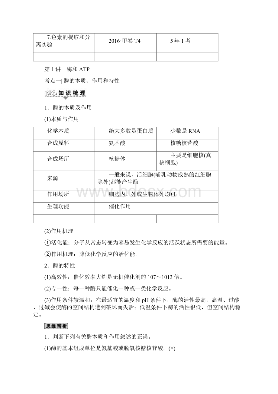 届一轮复习人教版 酶和ATP 教案适用全国docWord格式.docx_第2页