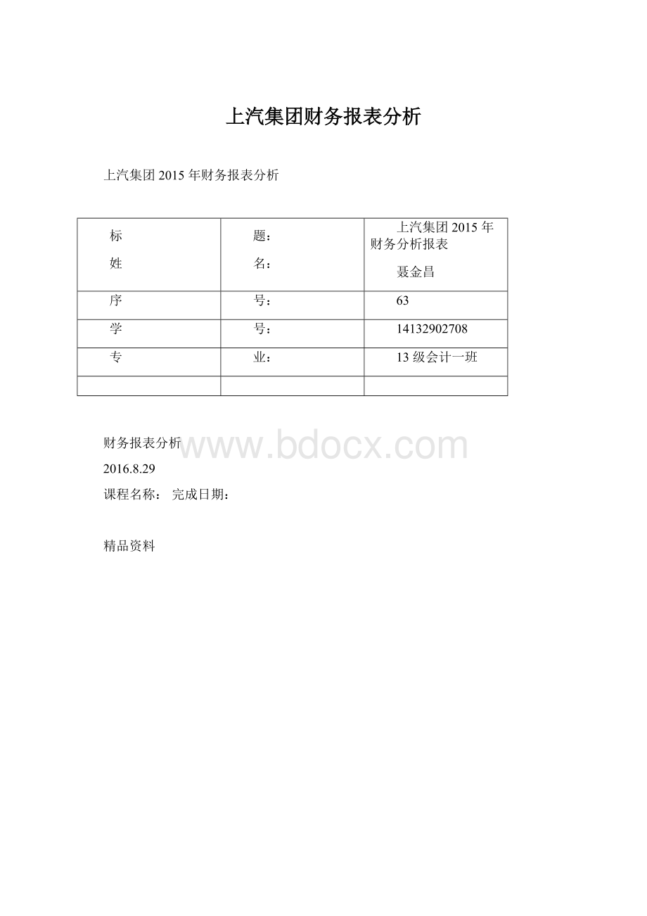 上汽集团财务报表分析文档格式.docx