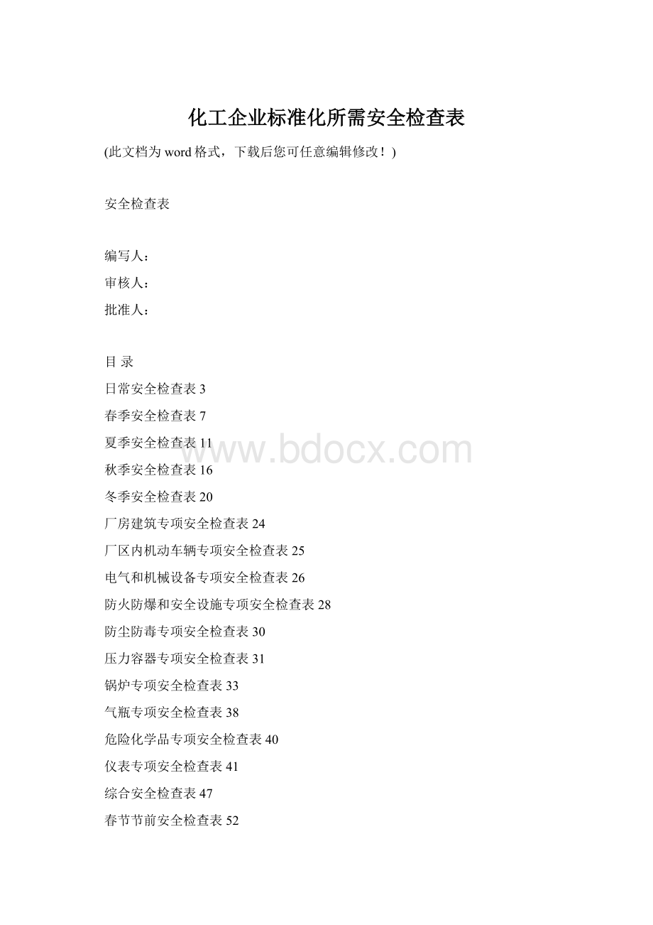 化工企业标准化所需安全检查表.docx_第1页