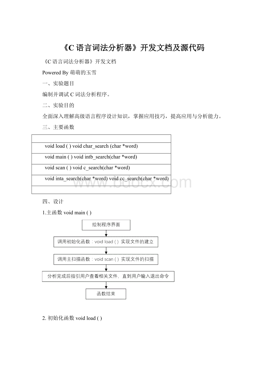 《C语言词法分析器》开发文档及源代码Word文档格式.docx