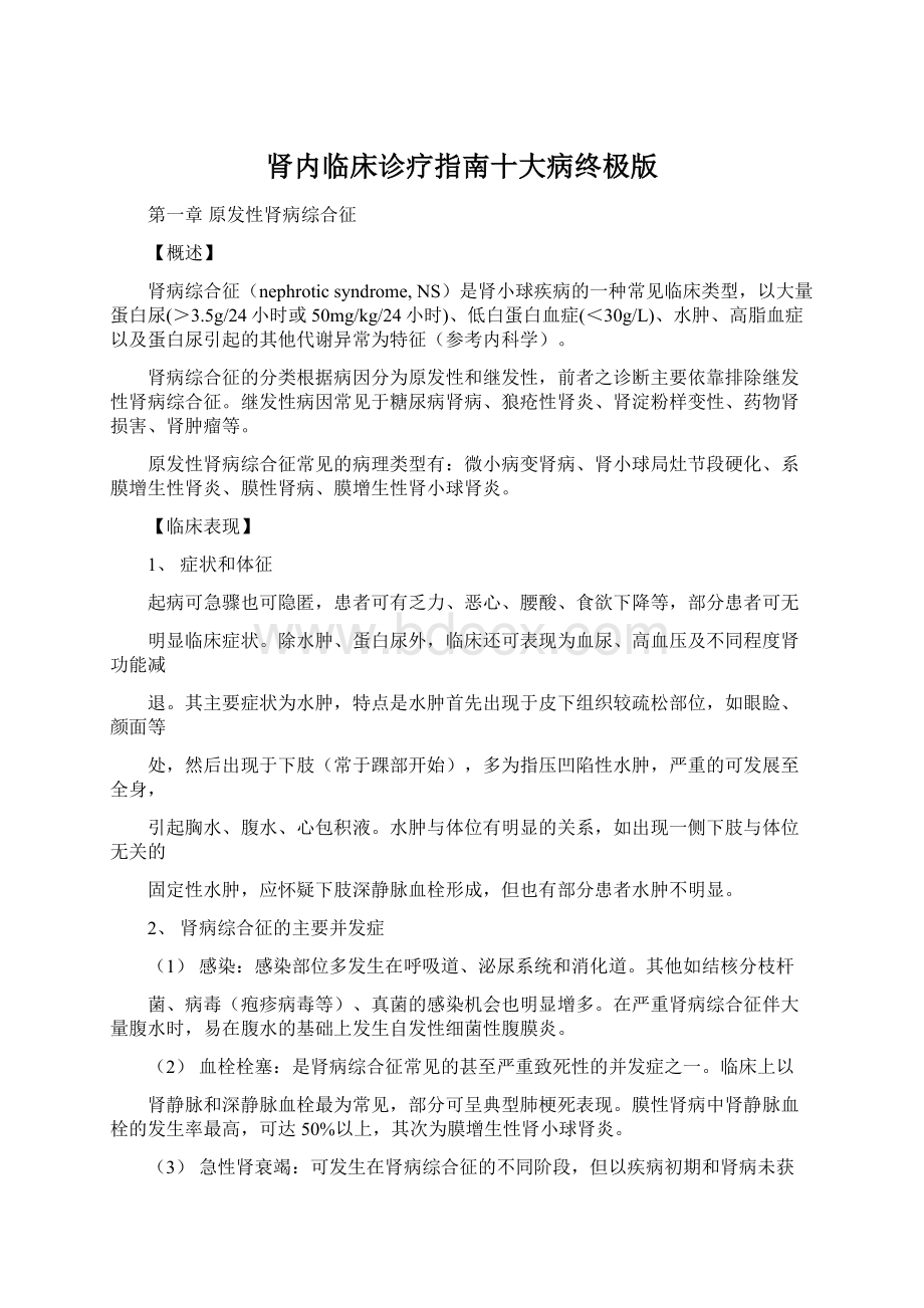 肾内临床诊疗指南十大病终极版Word格式文档下载.docx