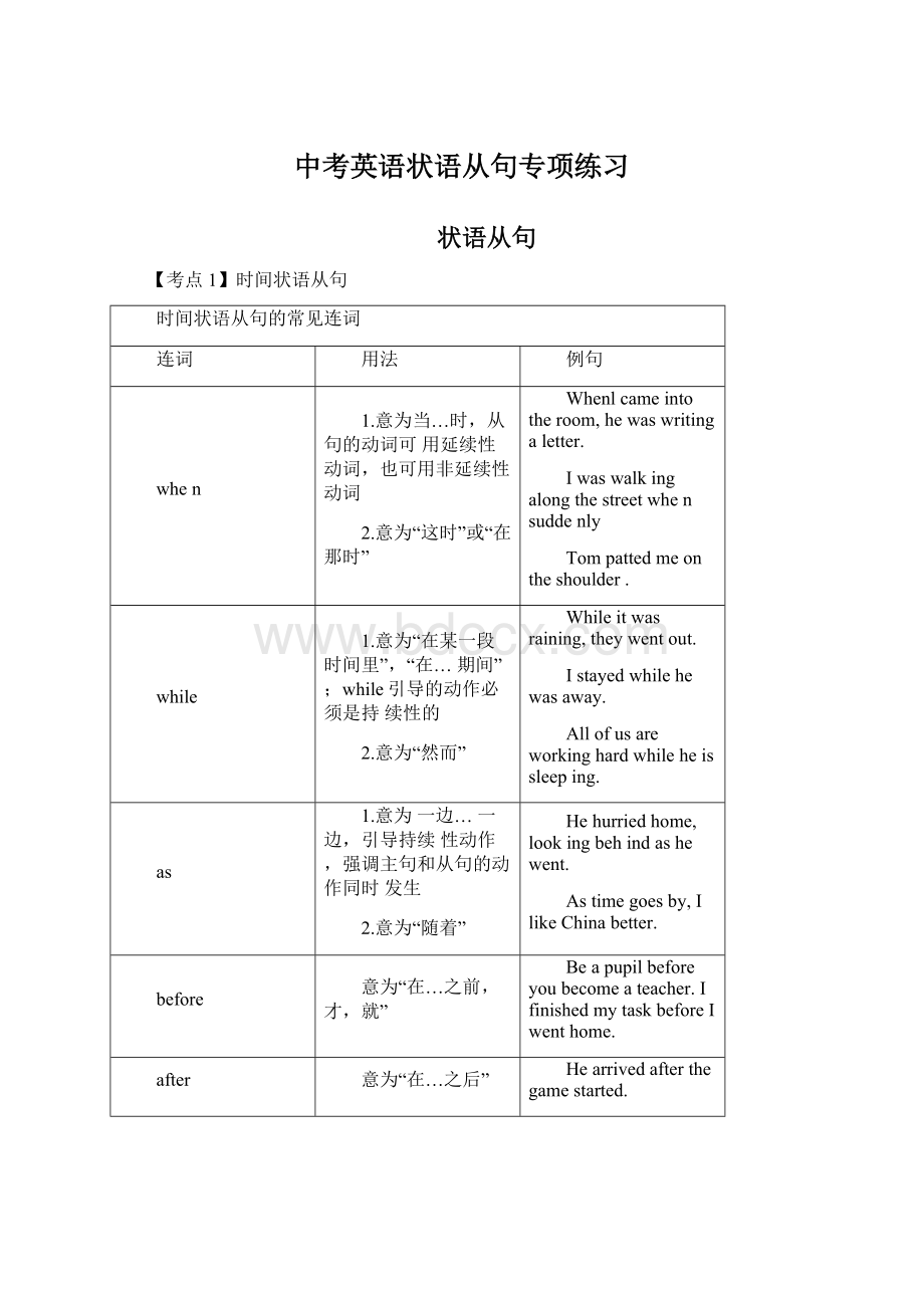 中考英语状语从句专项练习Word文件下载.docx