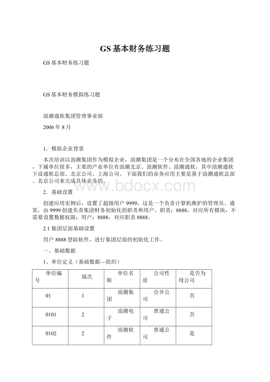 GS基本财务练习题文档格式.docx