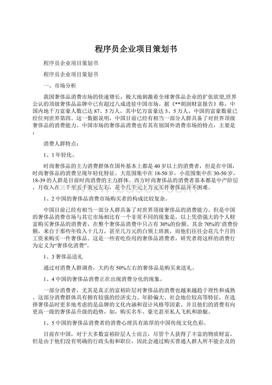 程序员企业项目策划书.docx_第1页