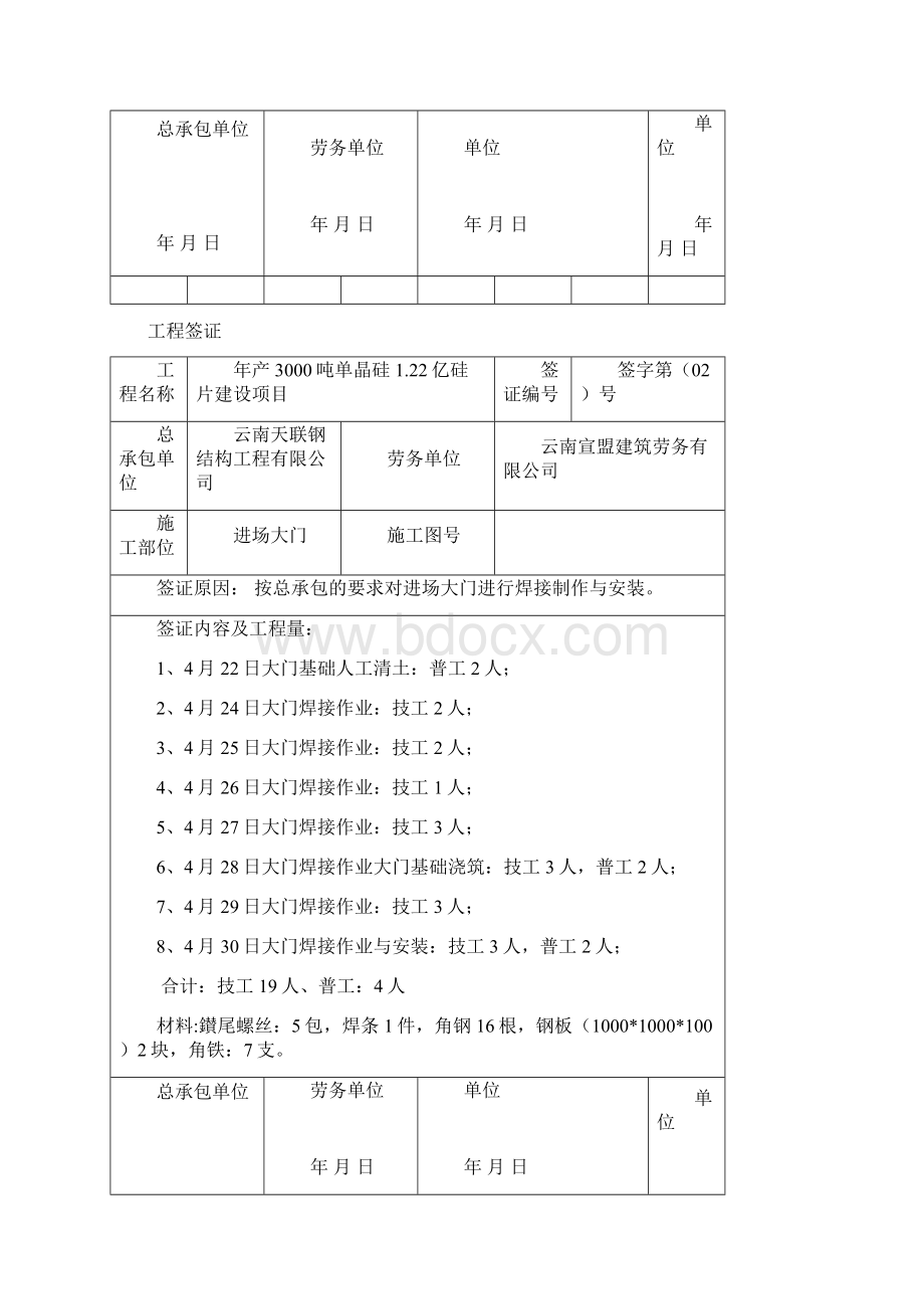 工程现场签证单模板Word格式.docx_第2页