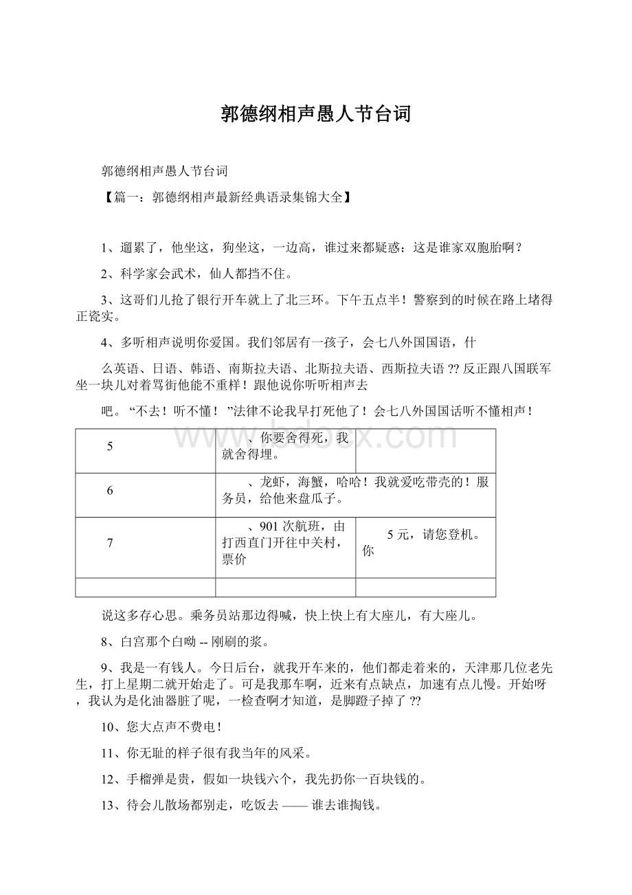 郭德纲相声愚人节台词Word文档下载推荐.docx_第1页