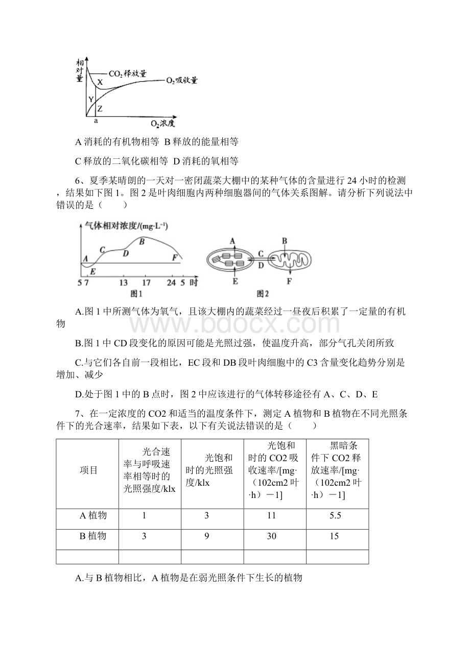 高中生物光合作用和呼吸作用专题训练附答案精编版.docx_第3页