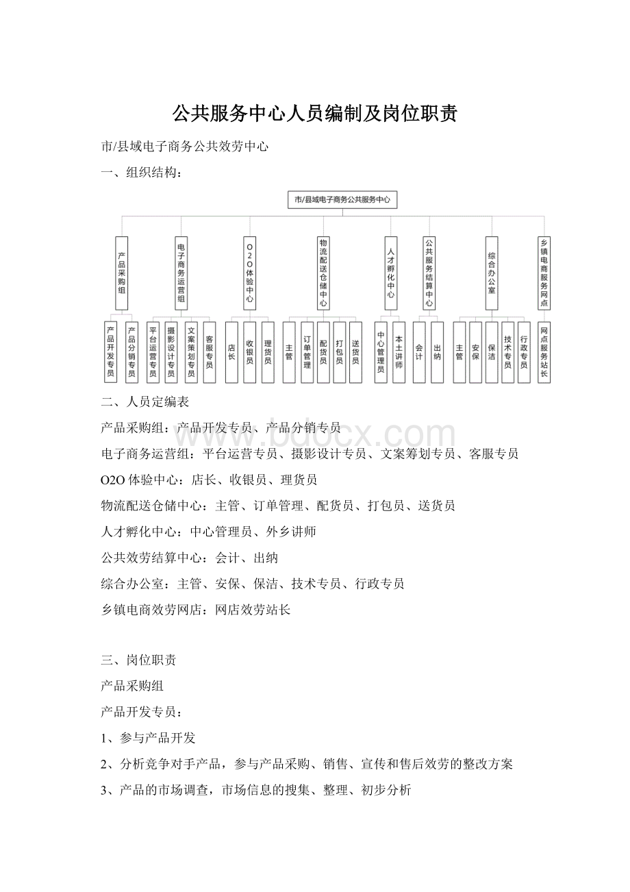 公共服务中心人员编制及岗位职责Word格式.docx_第1页