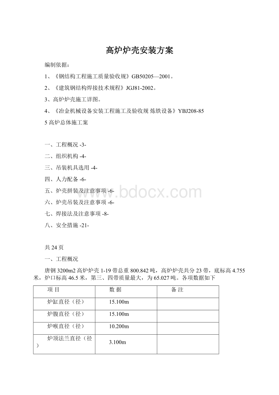 高炉炉壳安装方案.docx