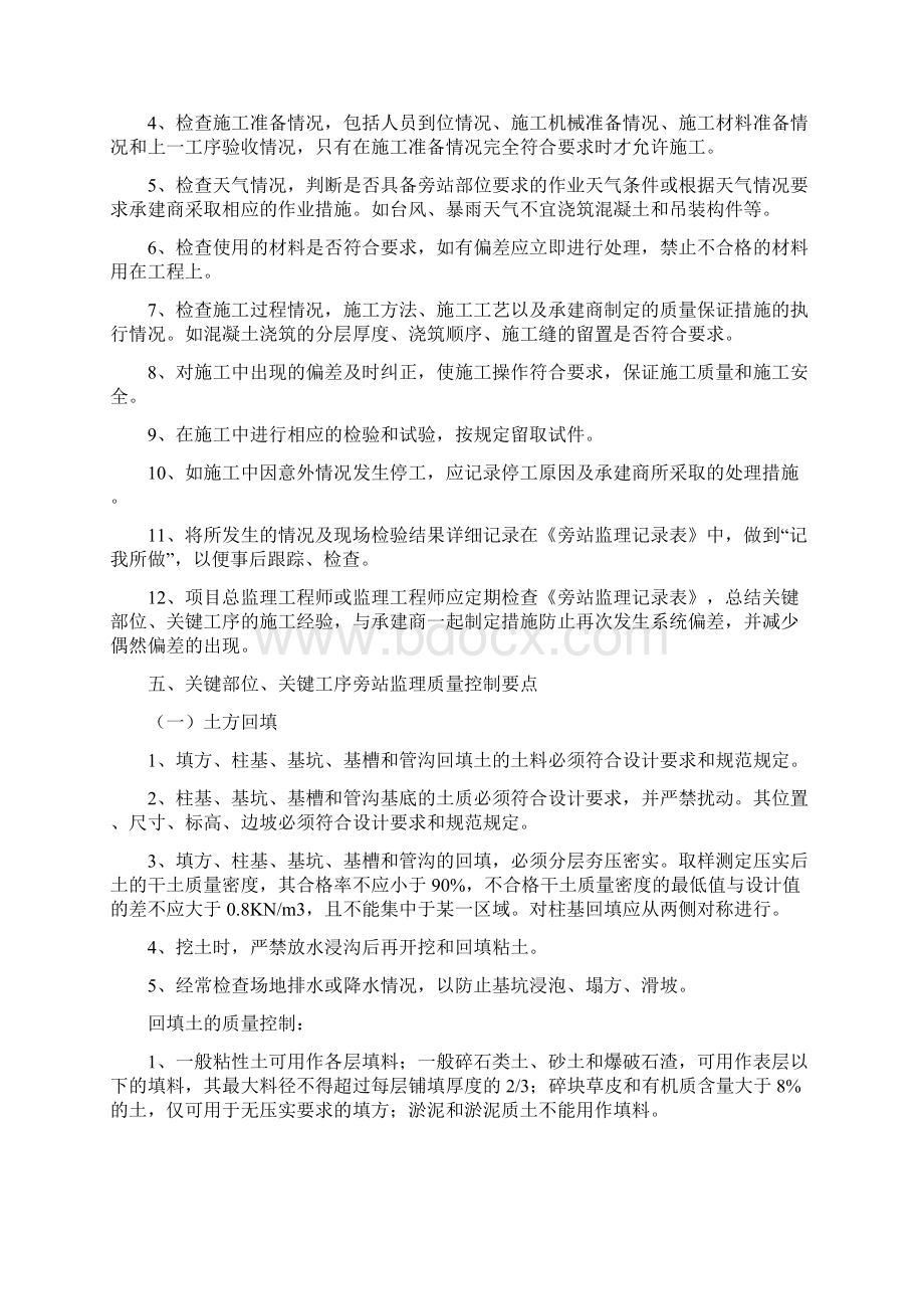 项目监理部旁站监理方案.docx_第3页