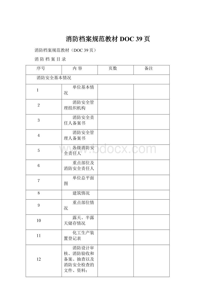 消防档案规范教材DOC 39页.docx