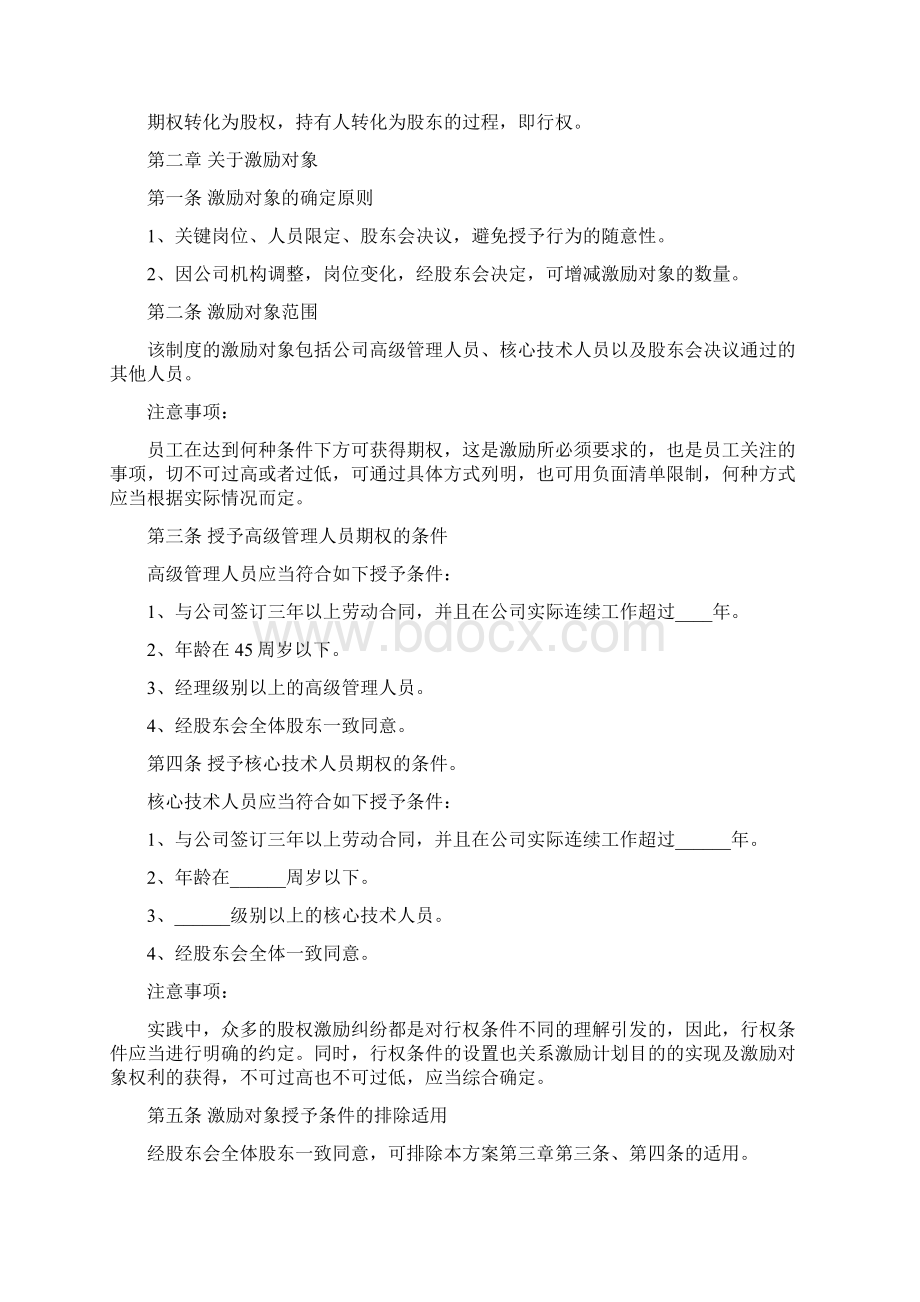 最新精选合同范本期权激励方案模板最新Word文件下载.docx_第3页