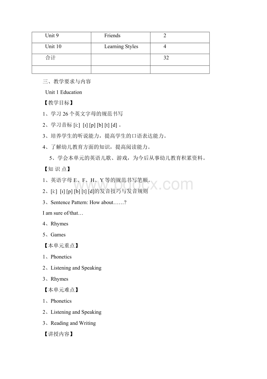 幼师英语教学大纲Word格式.docx_第3页