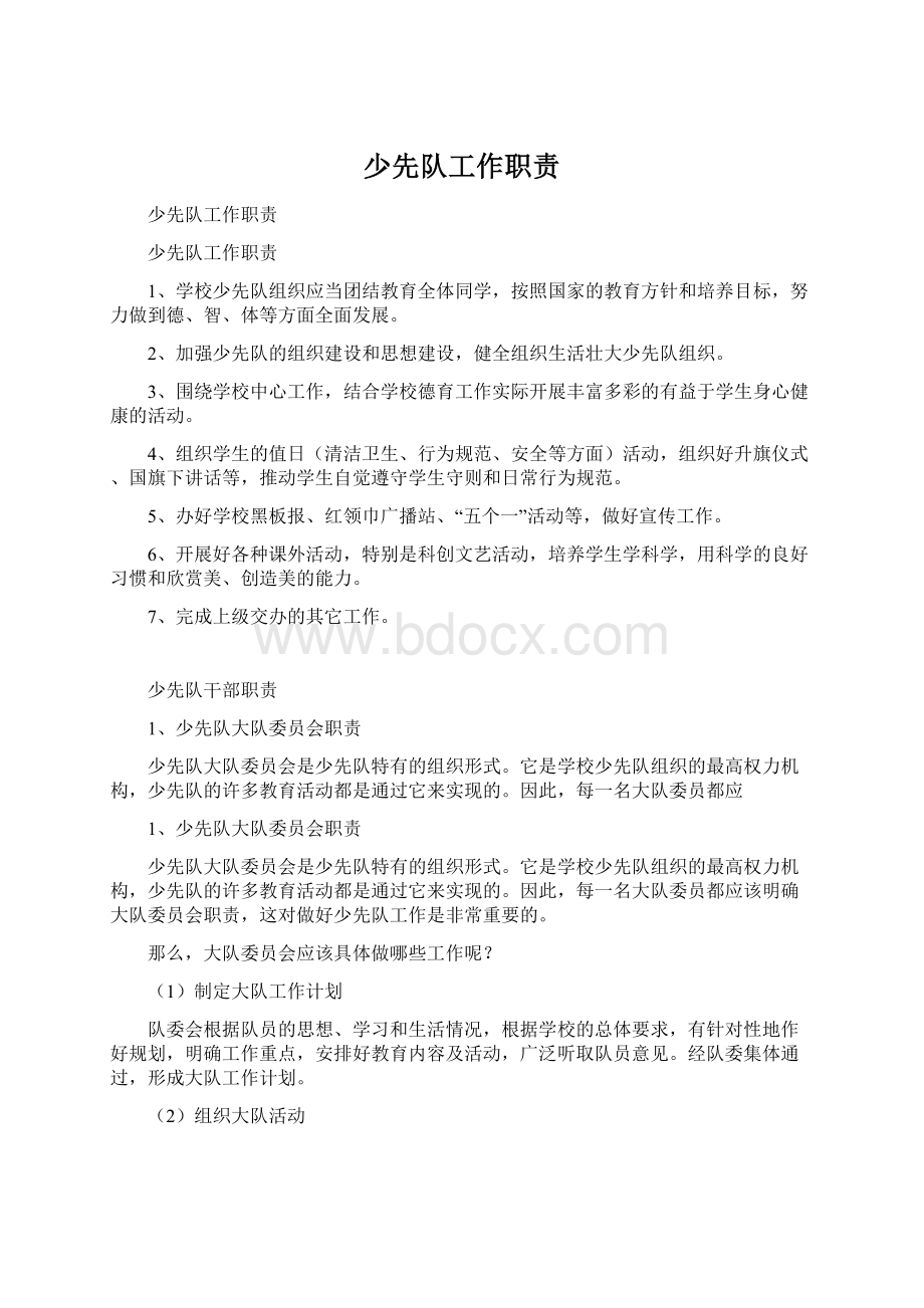 少先队工作职责Word文档格式.docx