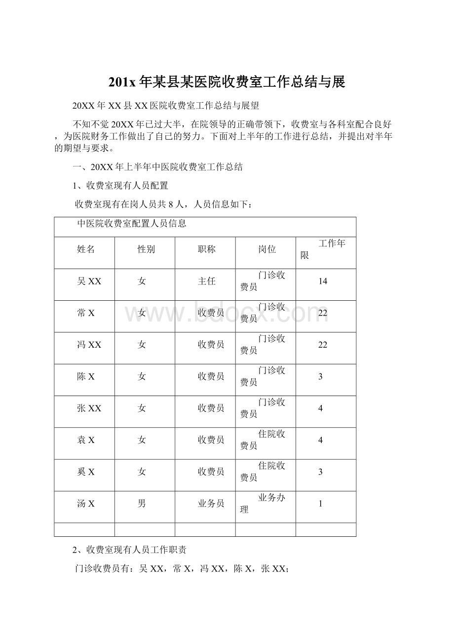 201x年某县某医院收费室工作总结与展Word文件下载.docx_第1页