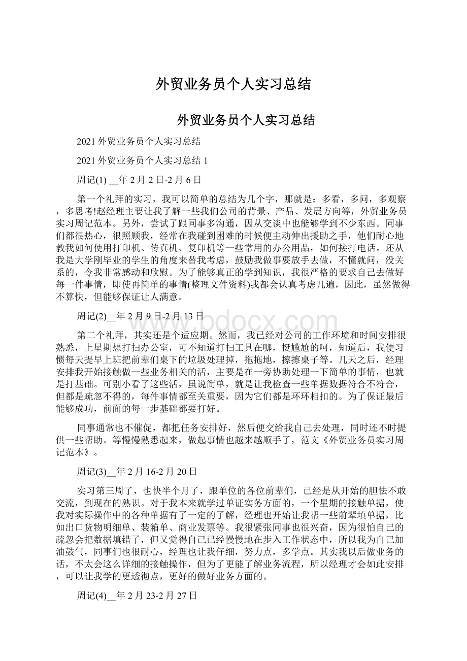 外贸业务员个人实习总结Word格式文档下载.docx_第1页