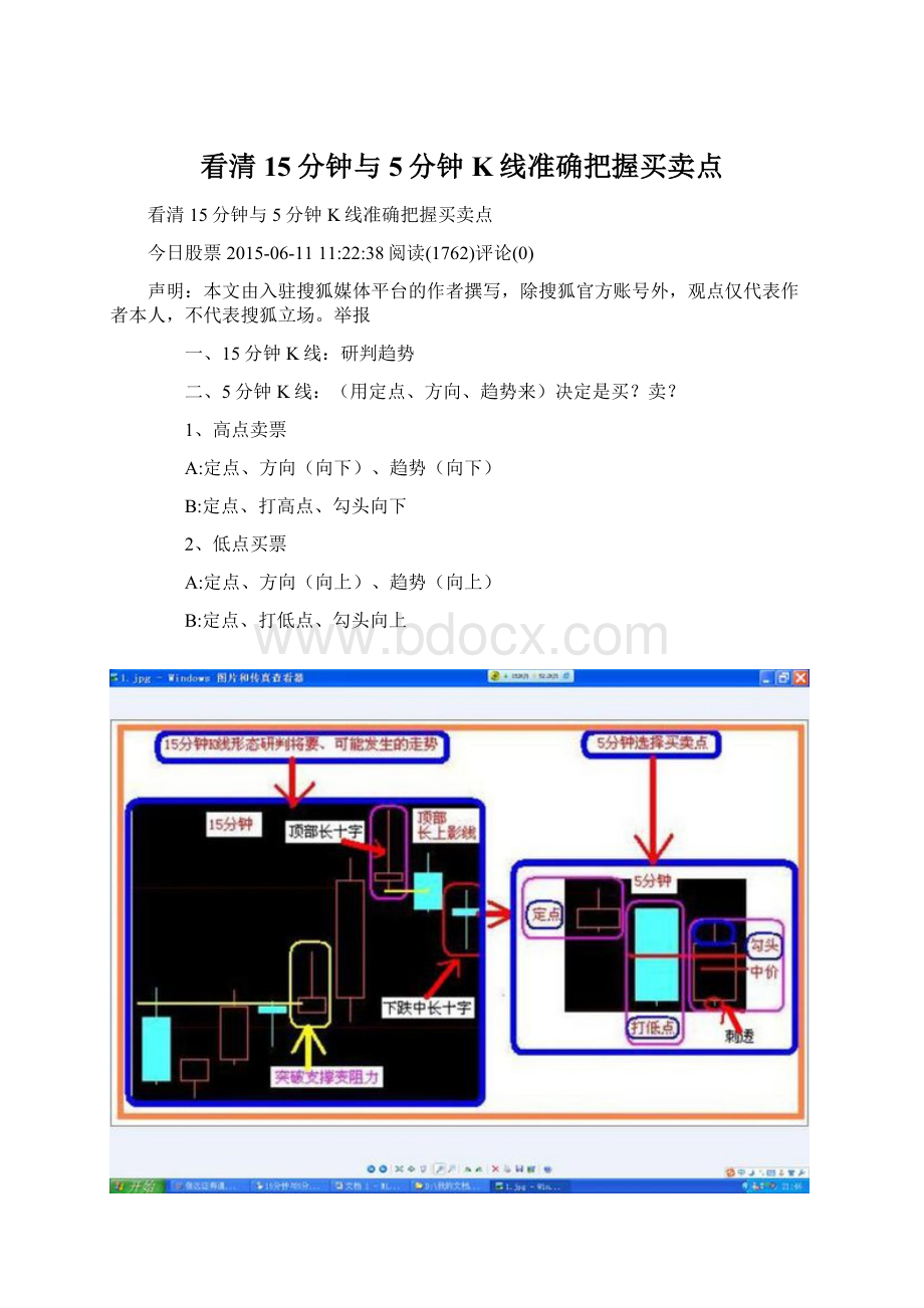 看清15分钟与5分钟K线准确把握买卖点文档格式.docx