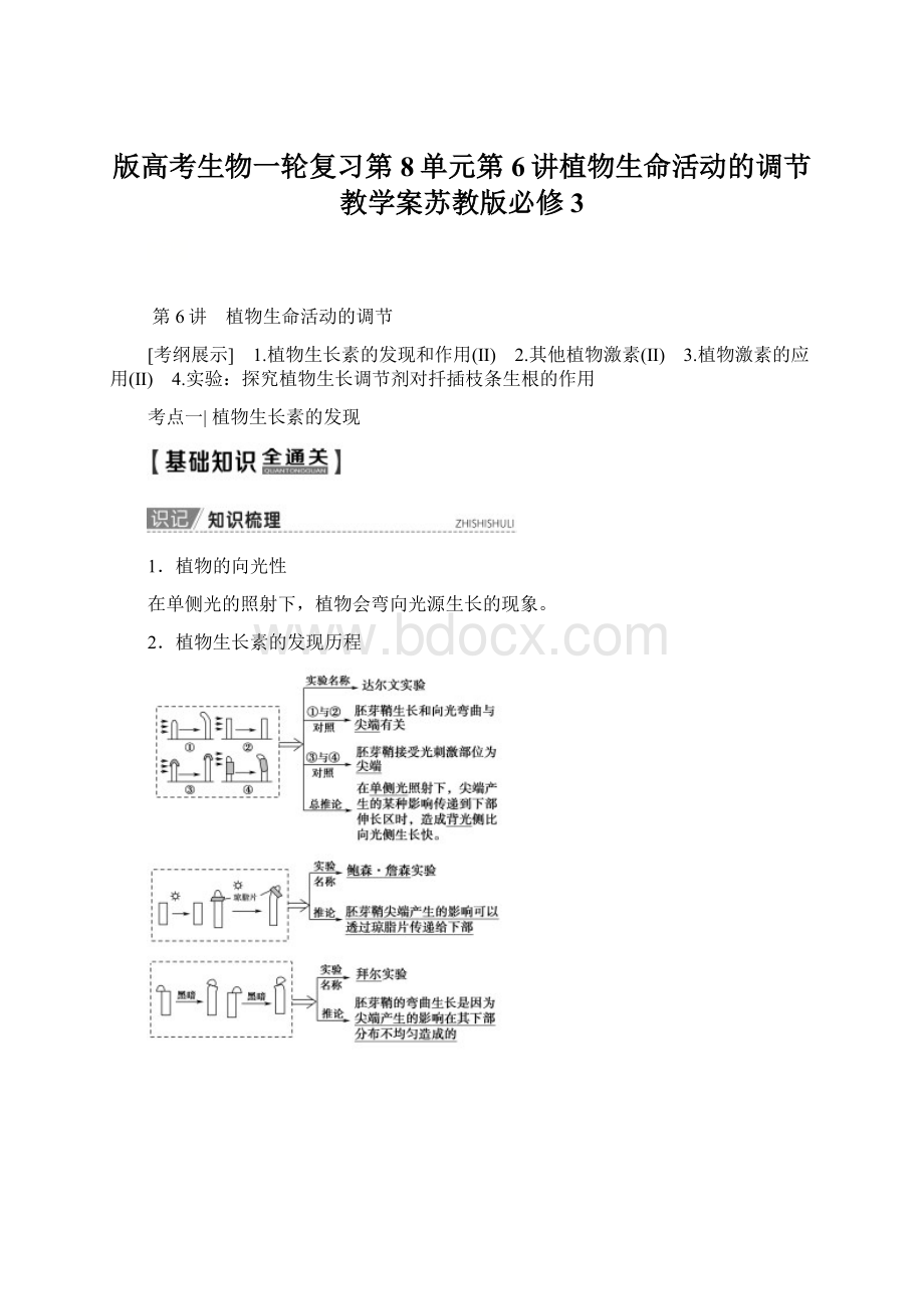 版高考生物一轮复习第8单元第6讲植物生命活动的调节教学案苏教版必修3.docx_第1页