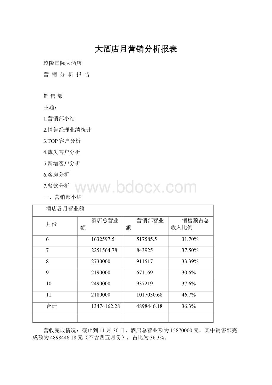 大酒店月营销分析报表.docx