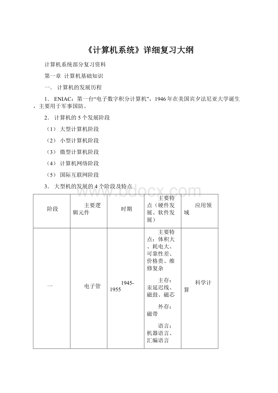 《计算机系统》详细复习大纲文档格式.docx_第1页