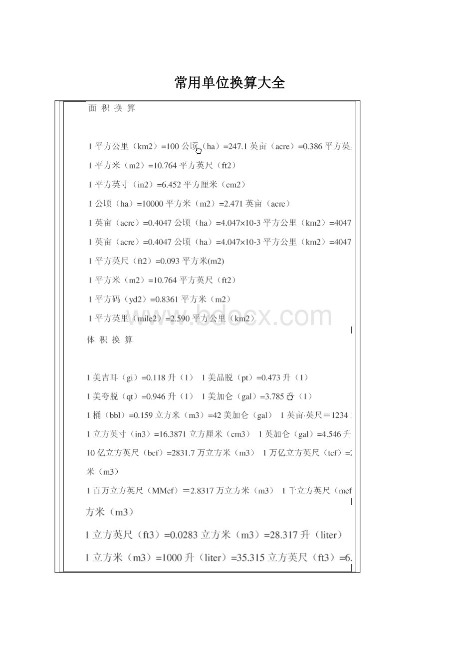 常用单位换算大全Word文档下载推荐.docx