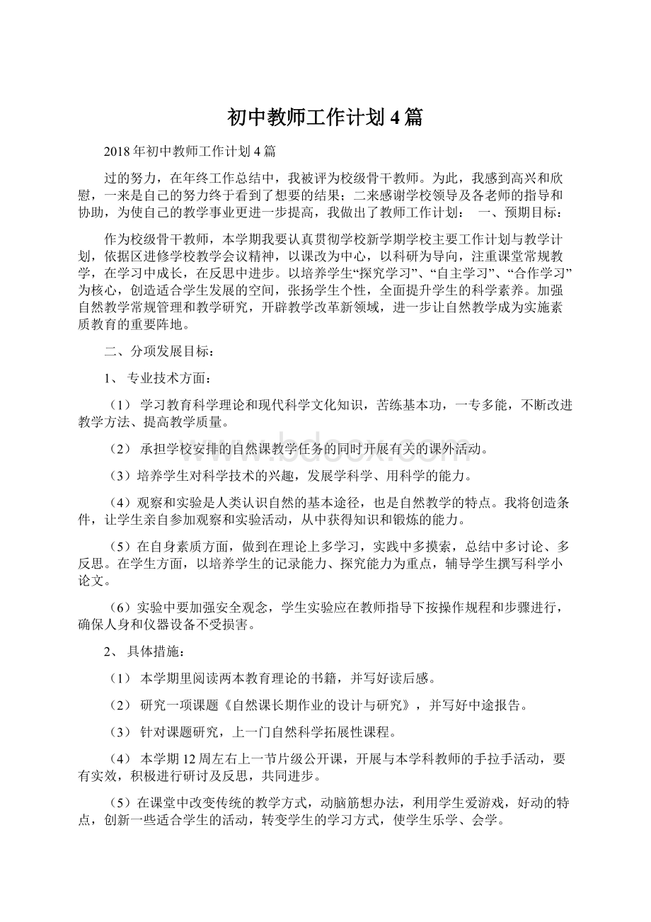 初中教师工作计划4篇.docx