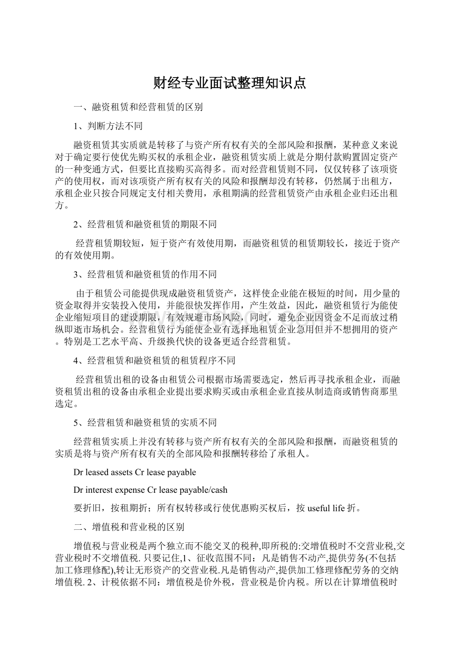 财经专业面试整理知识点.docx