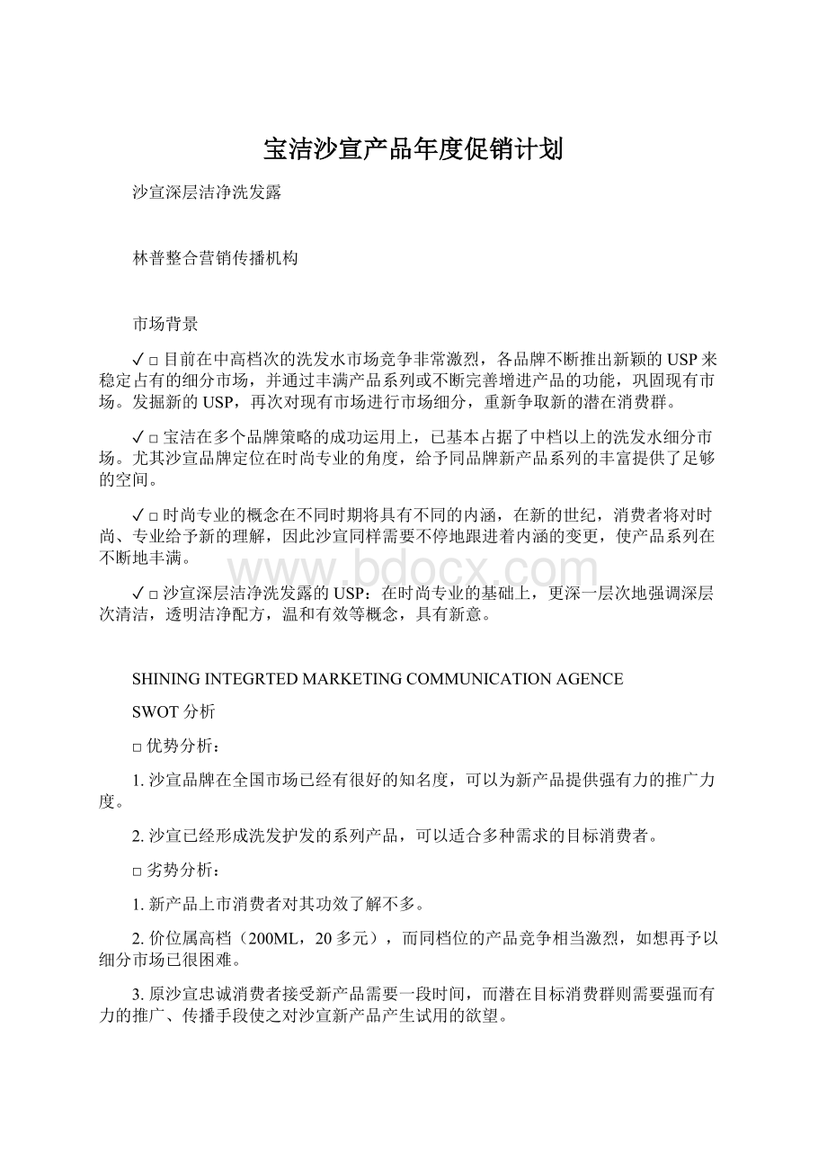 宝洁沙宣产品年度促销计划.docx_第1页