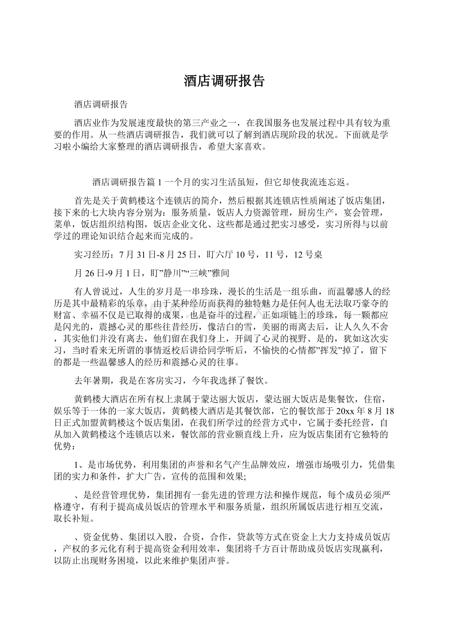 酒店调研报告文档格式.docx