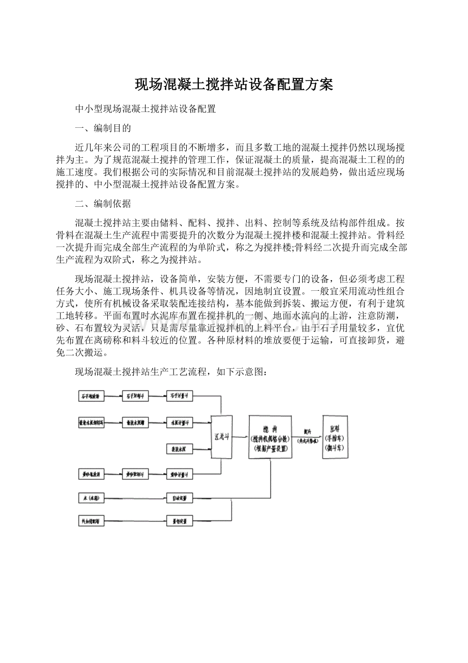 现场混凝土搅拌站设备配置方案.docx