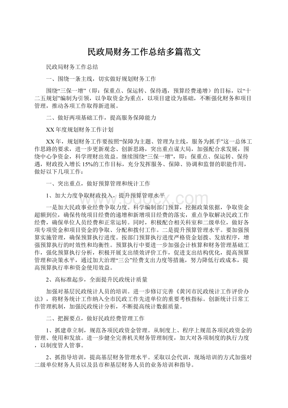 民政局财务工作总结多篇范文.docx