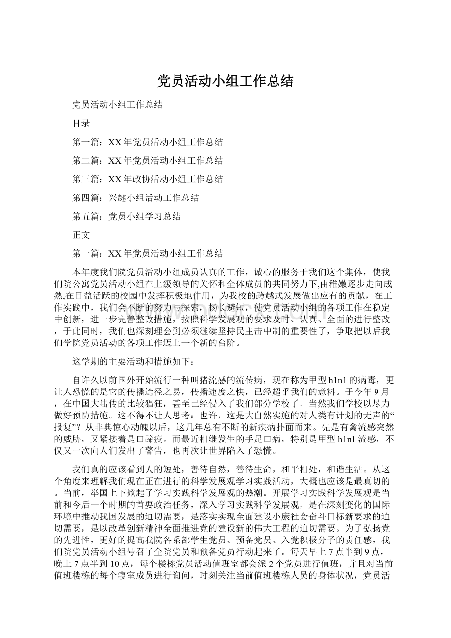 党员活动小组工作总结.docx