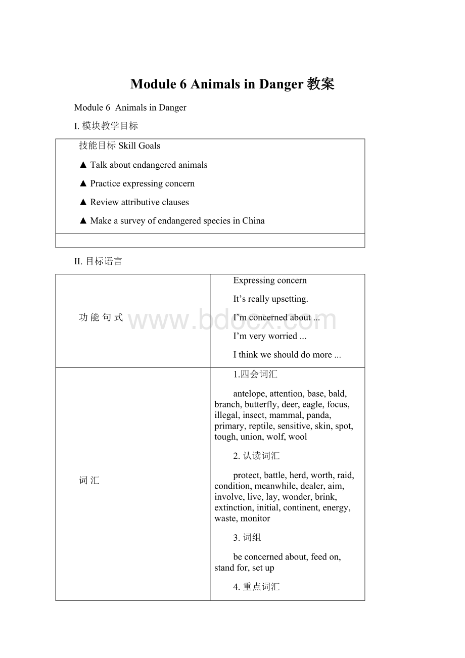 Module 6 Animals in Danger教案.docx