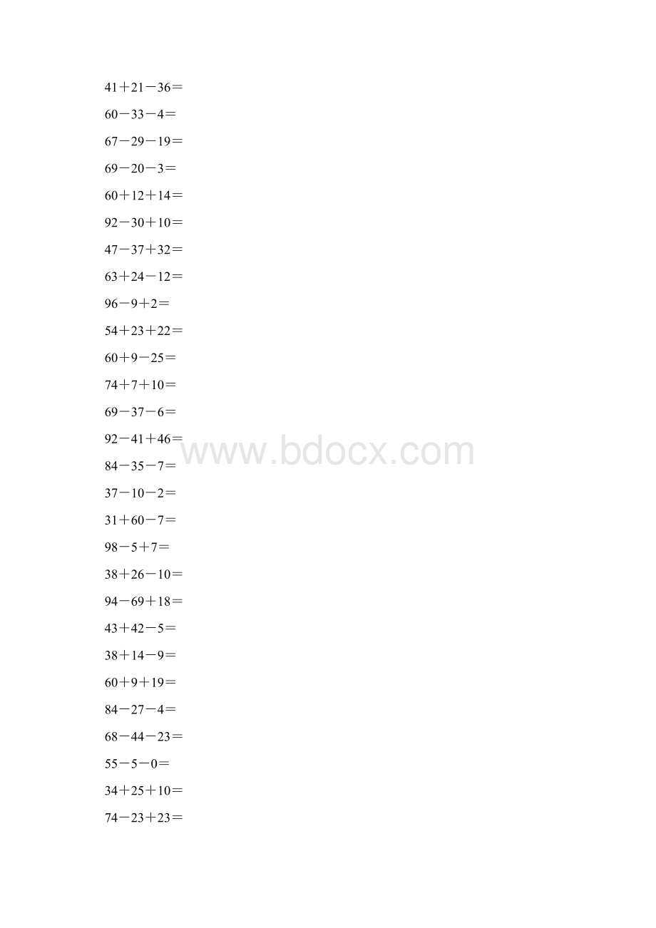 一年级100以内加减混合运算练习600题1年级加减法混合运算.docx_第2页