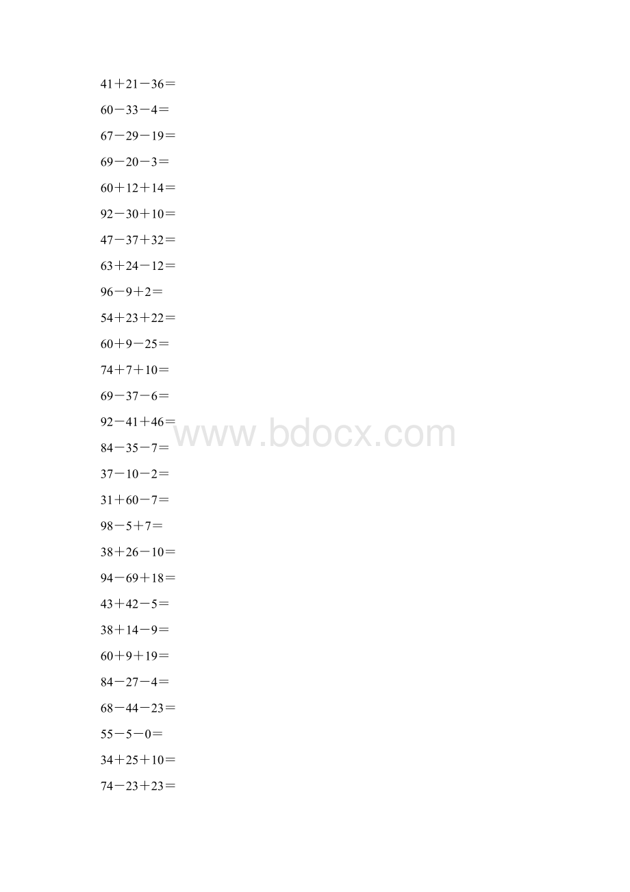 一年级100以内加减混合运算练习600题1年级加减法混合运算Word文档格式.docx_第2页